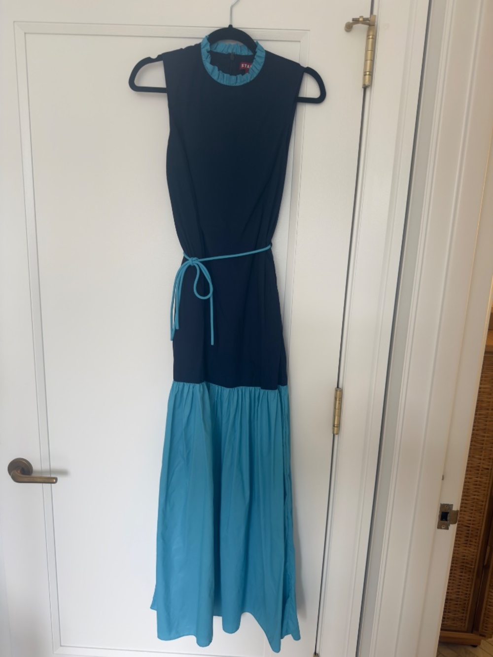Staud Zo Cotton Dress Size 2 Navy and Light Blue Maxi Dress